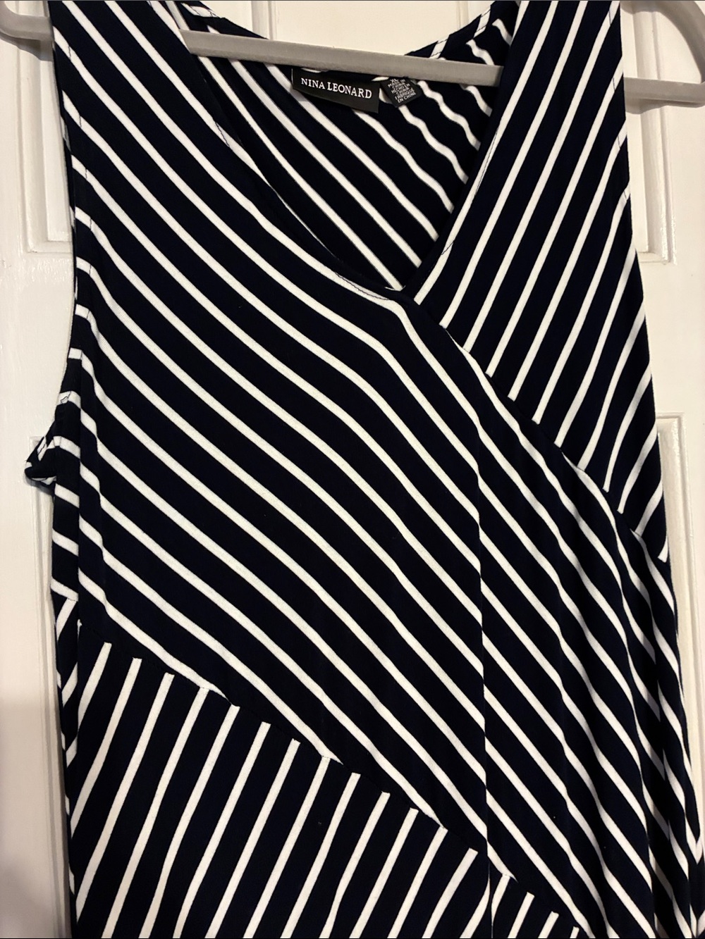 Nina Leonard Black and White Striped Sleeveless Maxi Dress - Picture 3 of 5